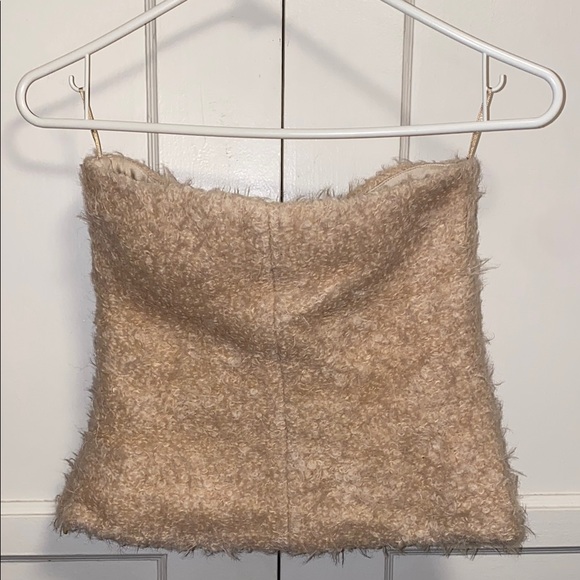 Zara XS Fuzzy Beige Tube Top - Picture 3 of 8